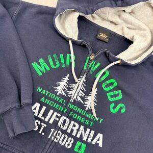 Prairie Mountain Muir Woods California National Monument Zip Hoodie Navy Mens M